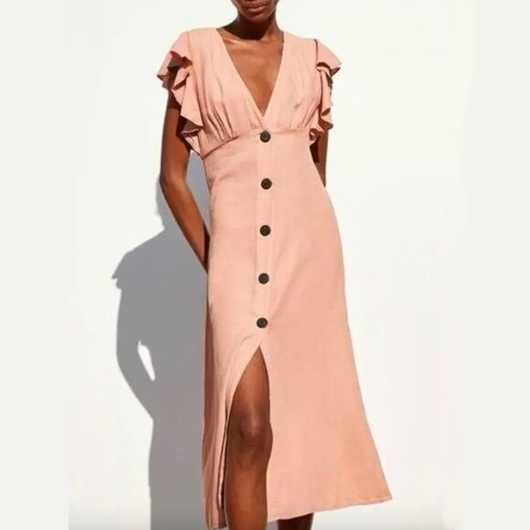 Zara Spring Break Linen Ruffle Dress - Picture 2 of 9